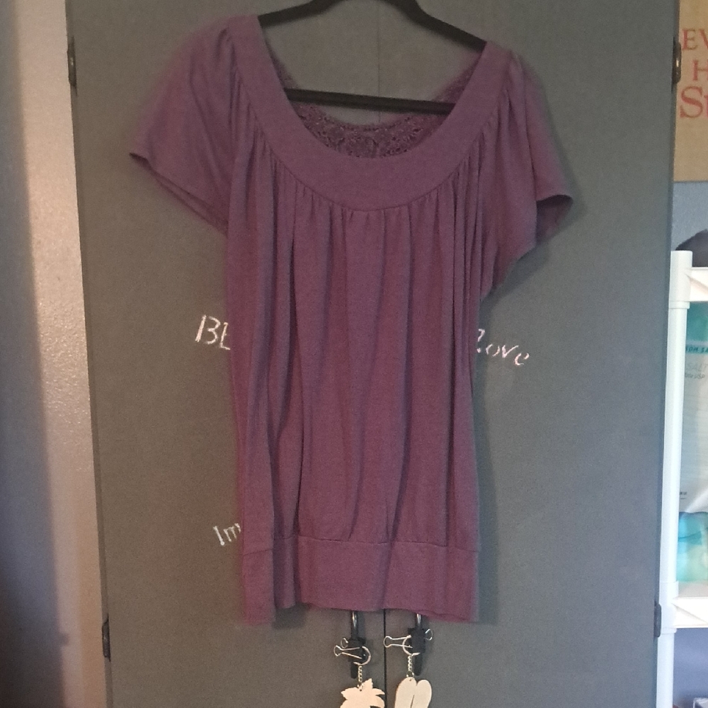 Maurices Plum Blouse with Lace Detail